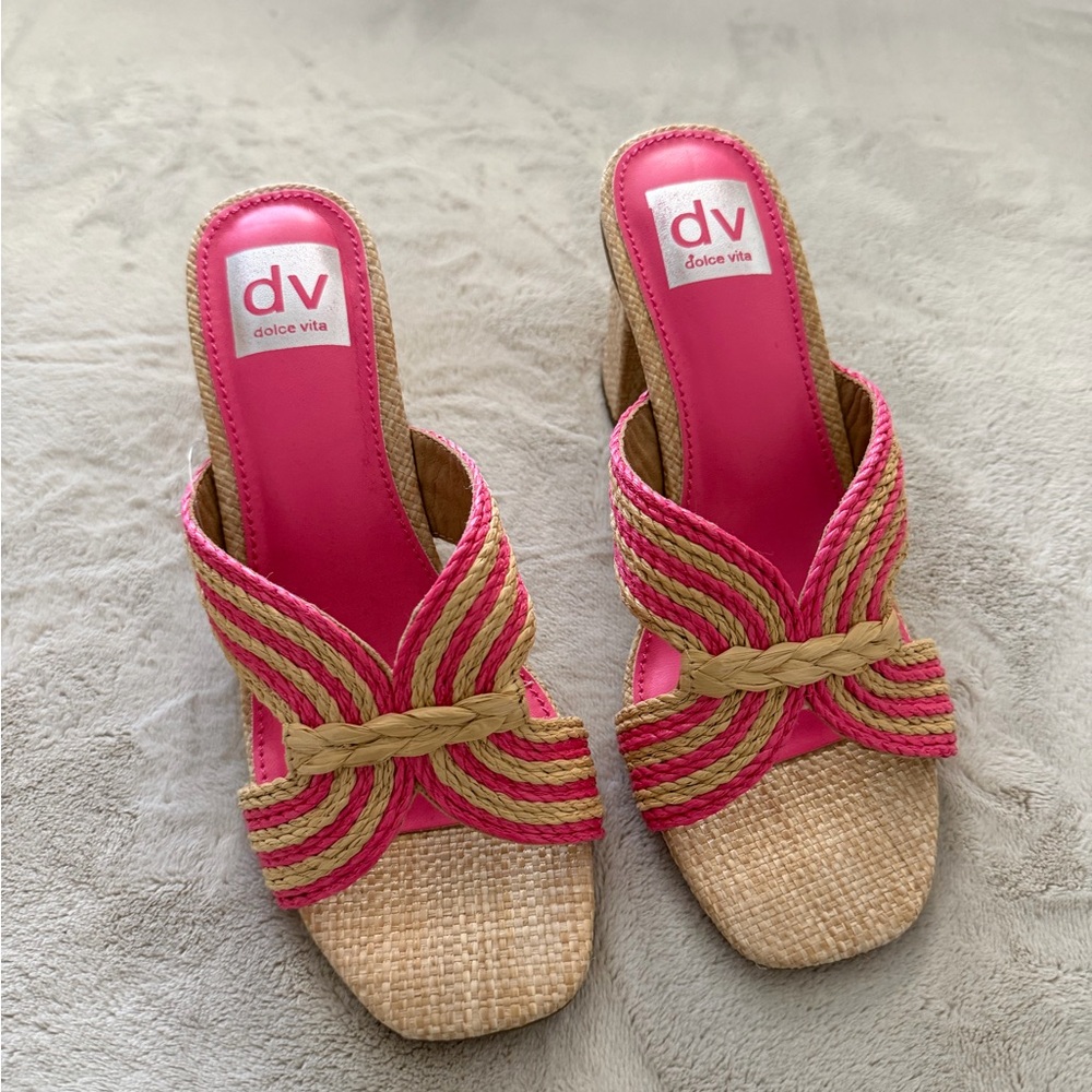 DV by Dolce Vita Pink and Tan Woven Sandals